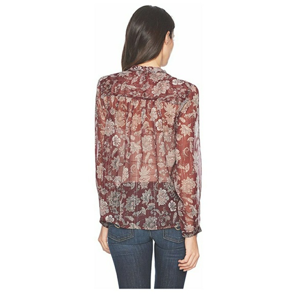 Lucky Brand Sheer Peasant Tie Top - Picture 2 of 5